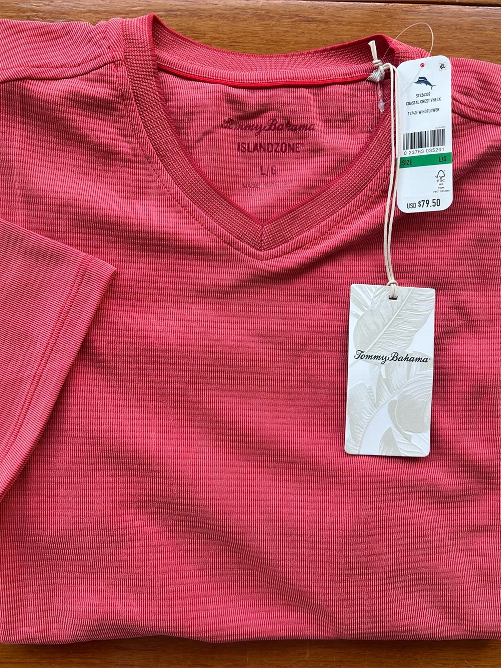 Tommy Bahama Men’s Tee Shirt Coastal Crest V Neck SZ L Windflower NWT $79.50
